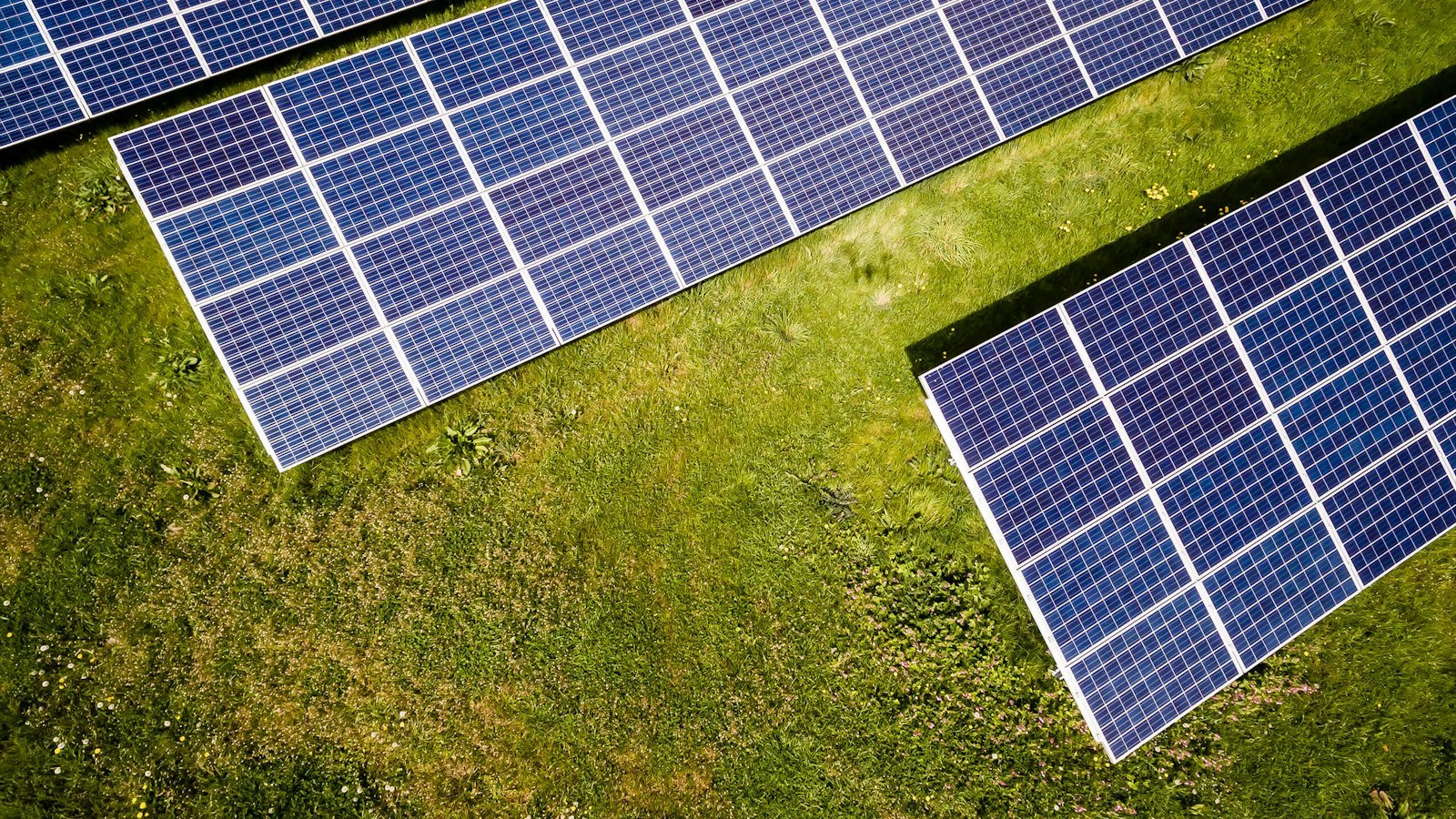 Aerial view of reflective roof panels