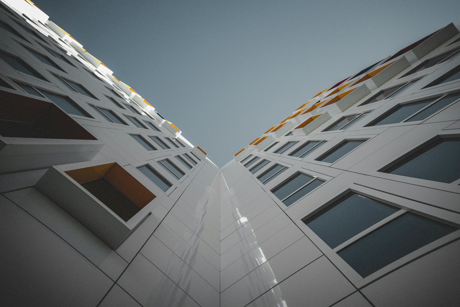 Office towers along a city street