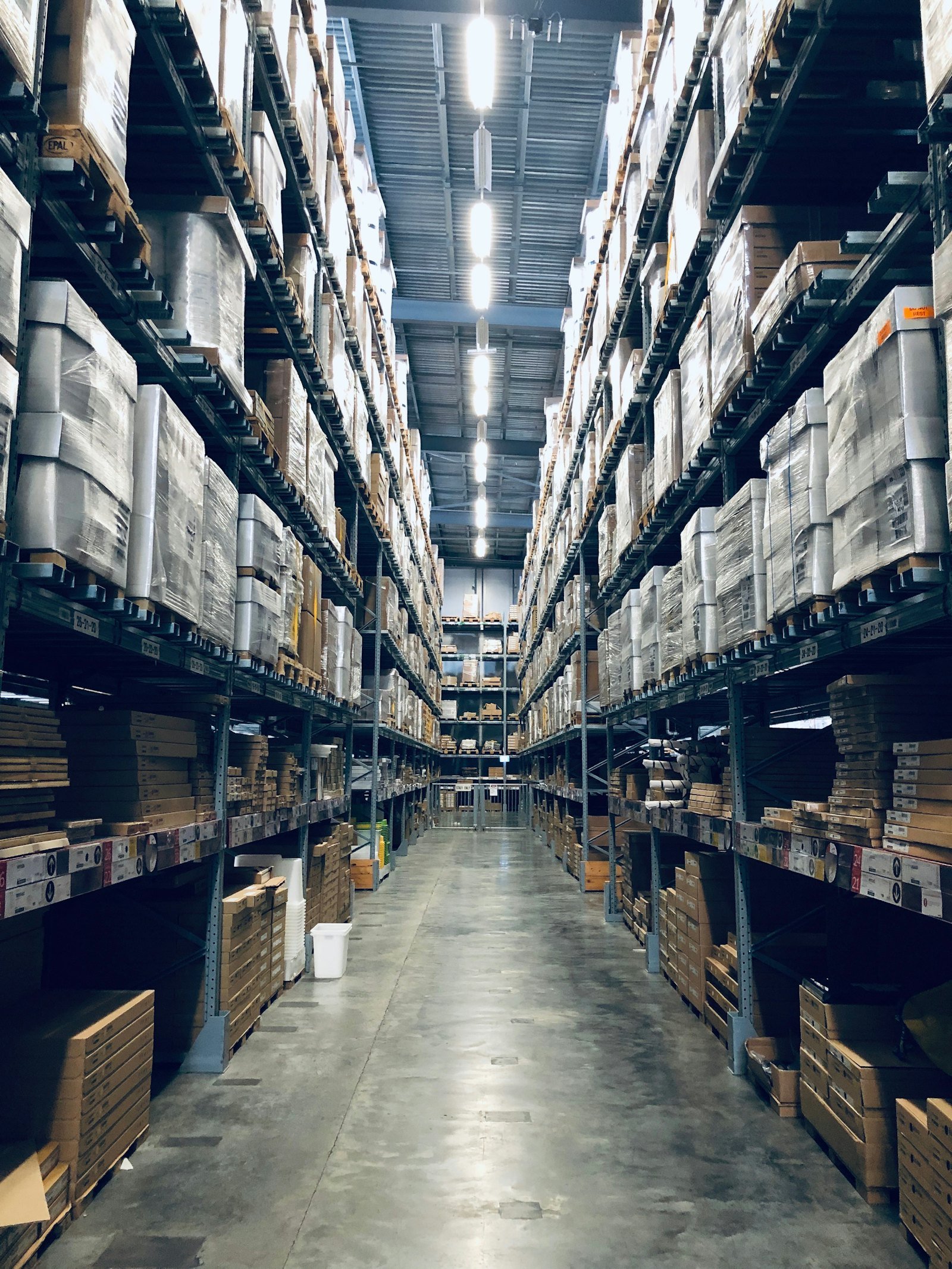 Warehouse interior with clean aisles
